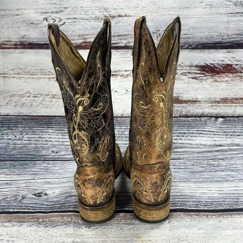 Corral Circle G Dragonfly L5079 Brown Square Toe Boots Women’s 9.5